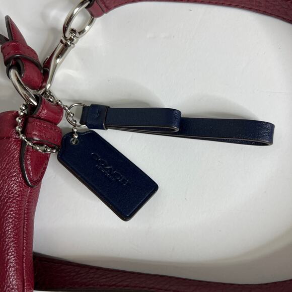 Coach Park Leather Hobo Tote Bag Crimson Red Pebbled Leather Shoulder Purse - Picture 5 of 13